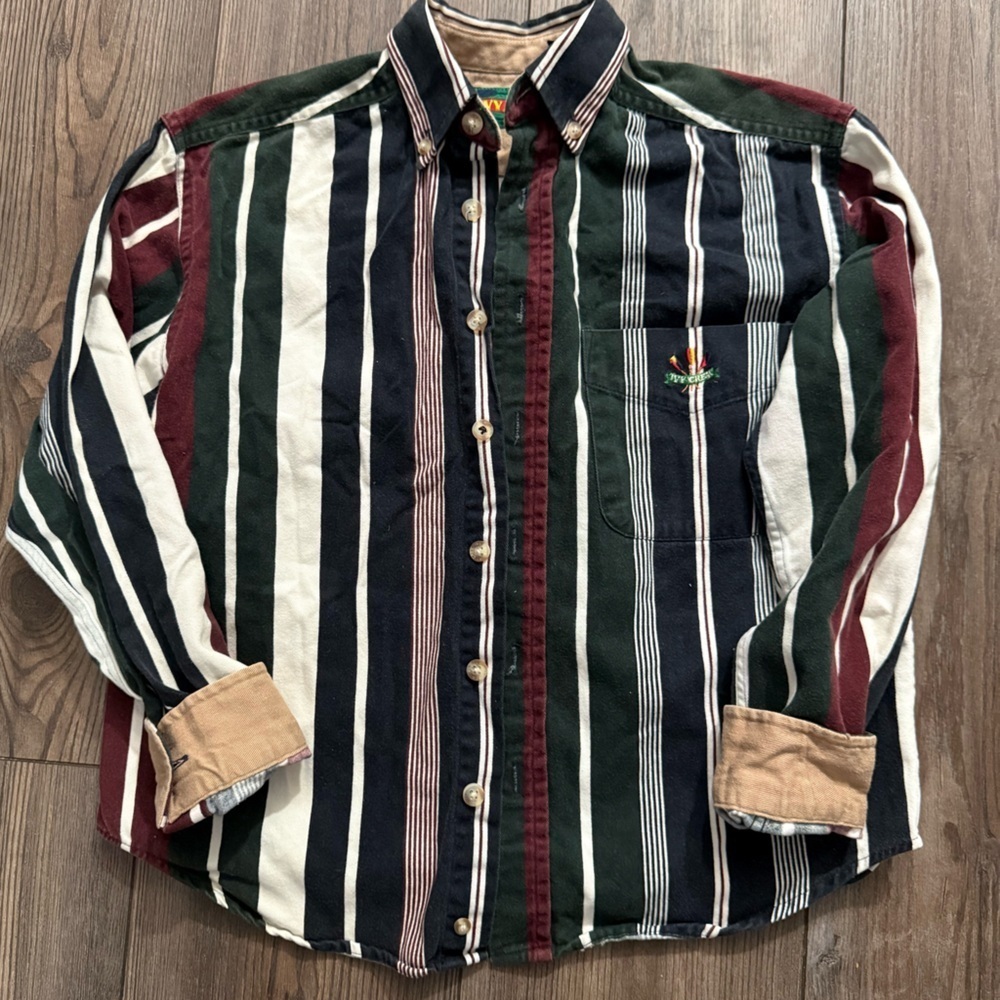 Ivy Crew Youth Striped Button Down Shirt 100% Cotton Size S Vintage-Inspo